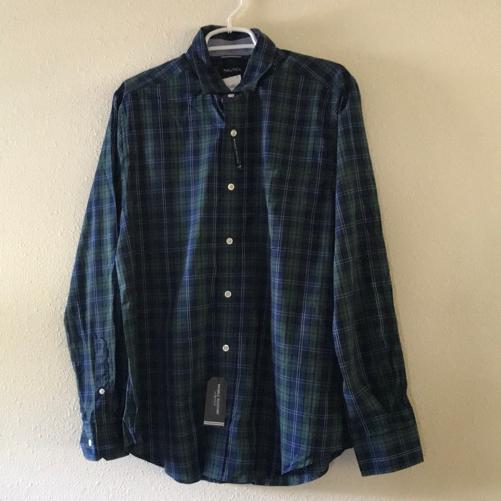 Nautica men’s button down long sleeve shirt navy